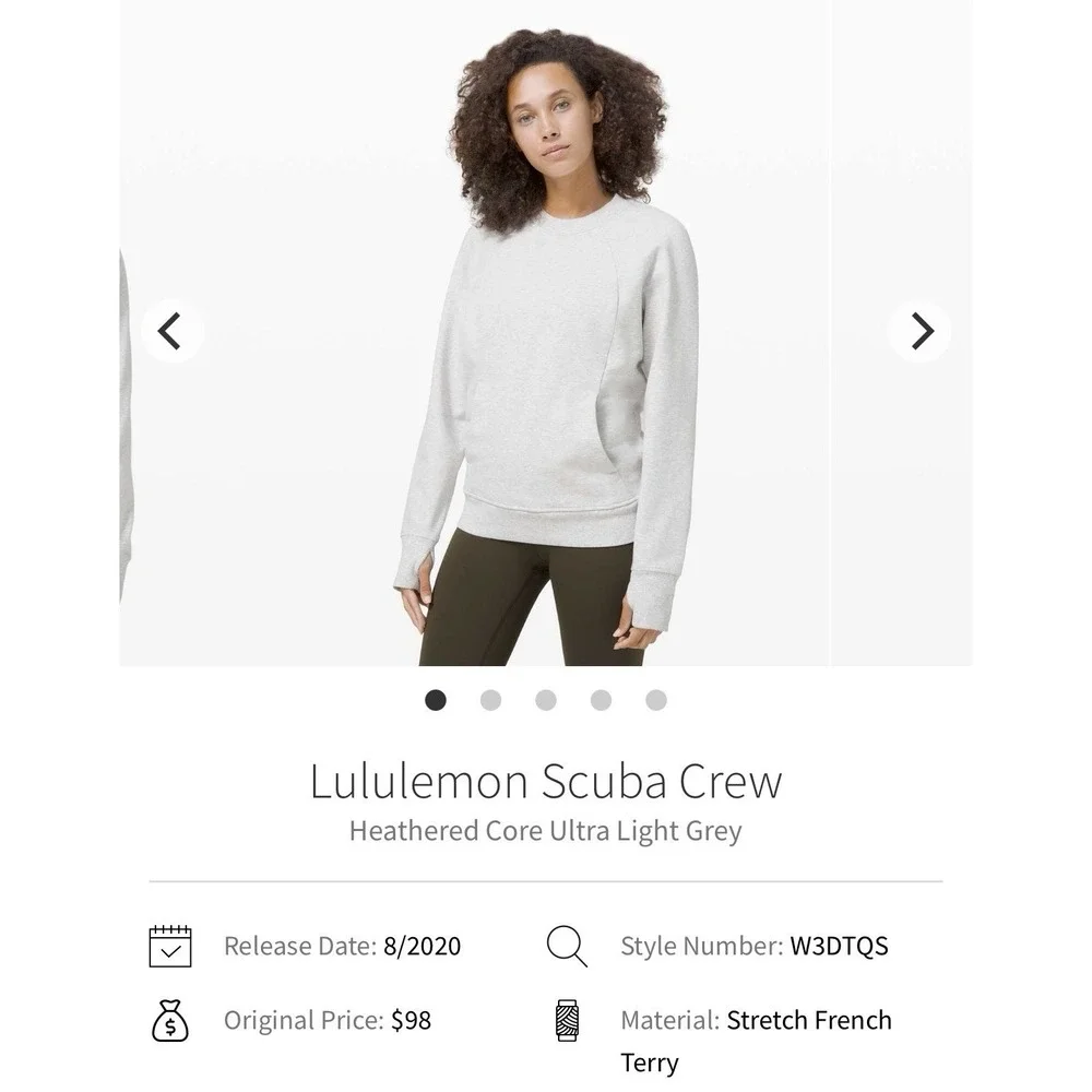 Lululemon Scuba Crew Sweatshirt Sweater Womens Size 12 Heathered Gray W3DTQS